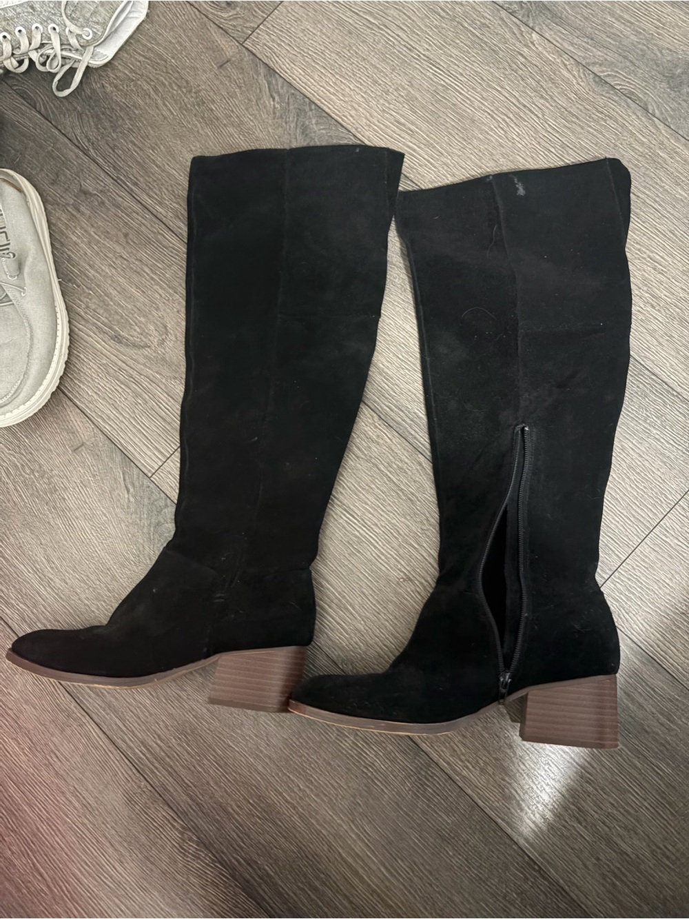 GAP Black Suede Over-the-Knee Block Heel Boots